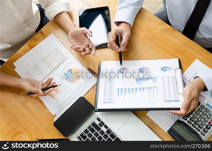 executives and discussing at business meeting, in office, colleagues management.
