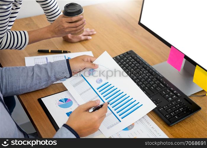executives business team designer working together with new startup project with tablet pc and laptop in modern office, Teamwork,brainstorming concept