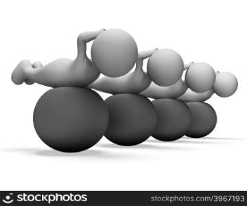 Exercise Ball Showing Working Out And Men 3d Rendering