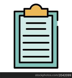 Exercise list icon. Outline exercise list vector icon color flat isolated. Exercise list icon color outline vector