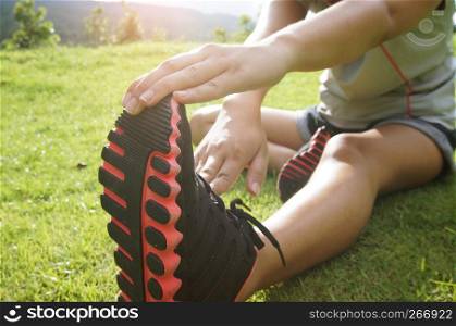 exercise sporty athlete woman warm up at park outdoors