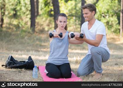 exercise with dumbbells