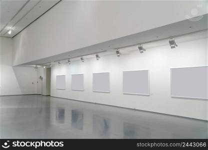 exhibition room of the gallery with blank pictures. complex of exhibition galleries