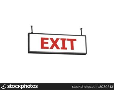 Exit signboard on white background, stock photo