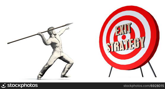 Exit Strategy Goal with Businessman Targeting Concept. Exit Strategy