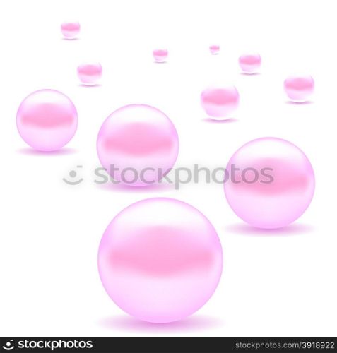 Exitic Pink Pearls Isolated on White Background. PinkPearls