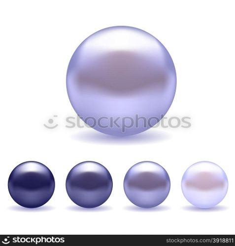Exotic Blue Pearls Set Isolated on White Background. Exotic Blue Pearls Set