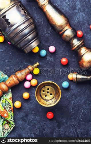 exotic hookah and bubble gum. vintage turkish hookah and ball bubble gum