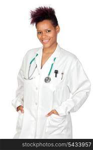 Exotic medical girl isolated on white background