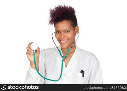 Exotic medical girl isolated on white background