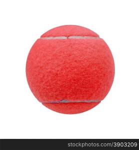 exotic red color tennis ball isolated on white background