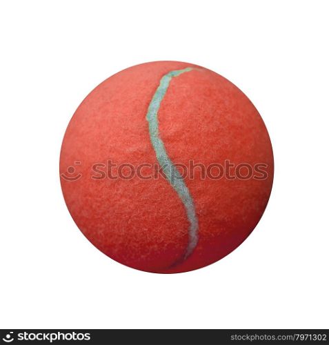 exotic red color tennis ball isolated on white background