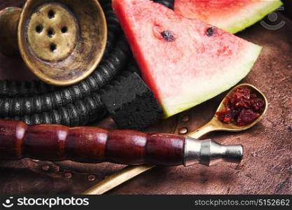 exotic shisha hookah with watermelon. tobacco hookah with tobacco with watermelon flavor
