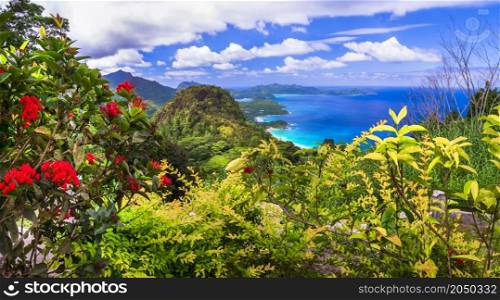 Exotic tropical landscape. Mahe island, Seychelles relaxing holidays