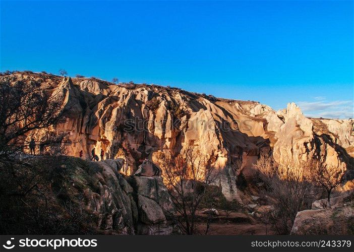 Exotic volcanic rock landscape at Goreme Open air museum, Cappadocia, Turkey