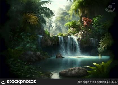 Exotic Waterfall Realistic Background