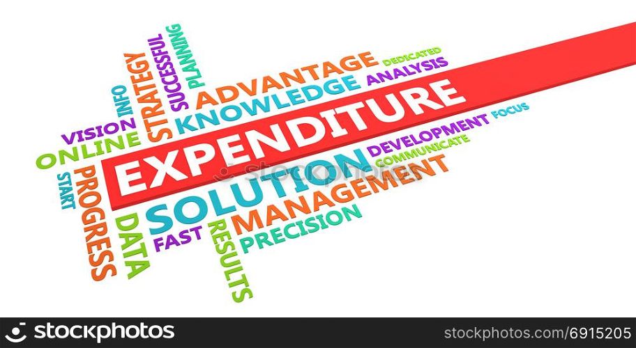Expenditure Word Cloud Concept Isolated on White. Expenditure Word Cloud
