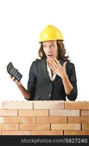 Expensive construction concept with woman