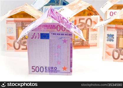 expensive houses from different euro banknotes