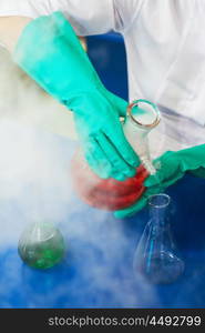 Experiments in a chemistry lab, closeup photo