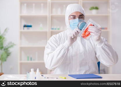 Expert criminologist working in the lab for evidence