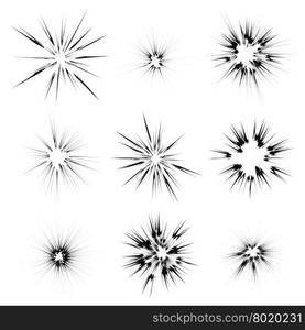 Explode Flash, Cartoon Explosion, Star Burst Isolated on White Background