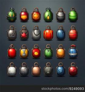 explode grenade weapon game ai generated. attack dangerous, explosion black, symbol ammunition explode grenade weapon game illustration. explode grenade weapon game ai generated