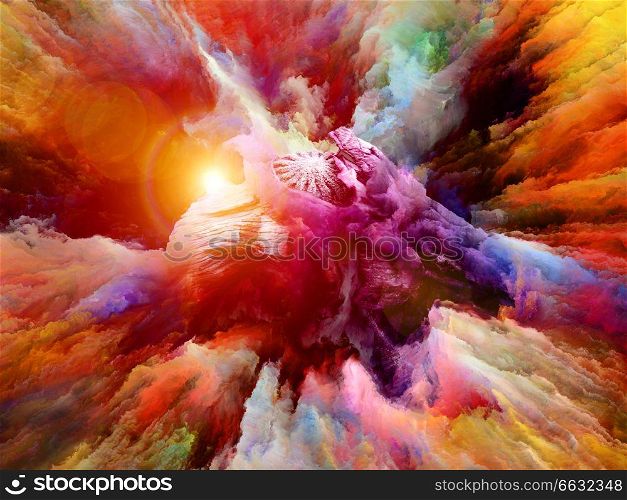 Exploding fractal paint and poppy flower collage on subject of drugs, euphoria, imagination, creativity and art. Custom Background series.