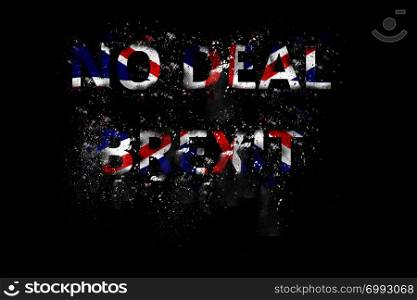 Exploding No Deal Brexit Text in Union Jack colours