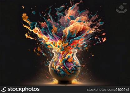 Exploding Vase art. Ai generated illustration