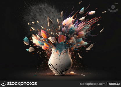 Exploding Vase art. Ai generated illustration