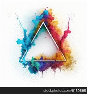 Exploring of multicolor powder color in triangle shape with background. Finest generative AI.. Exploring of multicolor powder color in triangle shape with background.