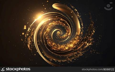 Explosion and swirl of gold sparkles background. generative ai