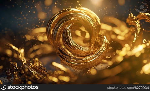 Explosion and swirl of gold sparkles background. generative ai