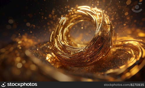 Explosion and swirl of gold sparkles background. generative ai