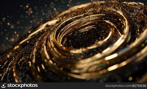 Explosion and swirl of gold sparkles background. generative ai