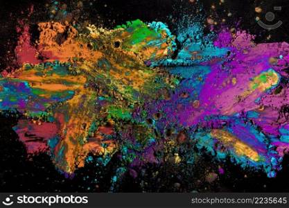 explosion colored powder black surface