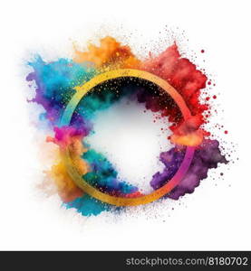 Explosion of multicolor powder color in circle shape with background. Finest generative AI.. Explosion of multicolor powder color in circle shape with background.