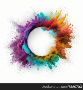 Explosion of multicolor powder color in circle shape with background. Finest generative AI.. Explosion of multicolor powder color in circle shape with background.