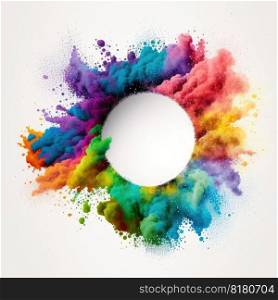 Explosion of multicolor powder color in circle shape with background. Finest generative AI.. Explosion of multicolor powder color in circle shape with background.