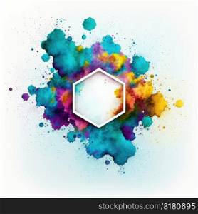 Explosion of multicolor powder in hexagon shape with background. Finest generative AI.. Explosion of multicolor powder in hexagon shape with background.