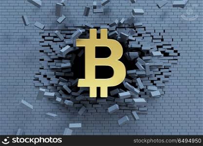 explosive growth of bitcoin, 3d concept