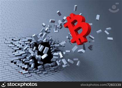explosive growth of bitcoin, 3d rendering concept