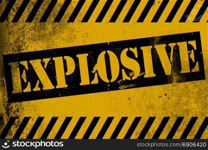 Explosive sign yellow with stripes, 3D rendering
