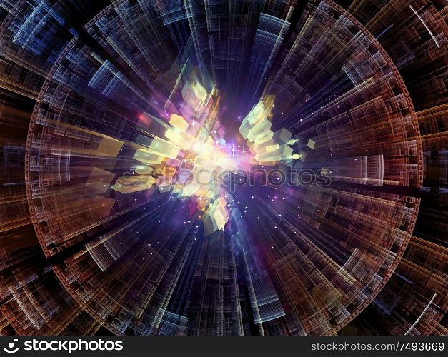 Exponential Technology. Bright math-generated abstract radial elements to illustrate concept of rapid expansion on the subject of science, education and technology.