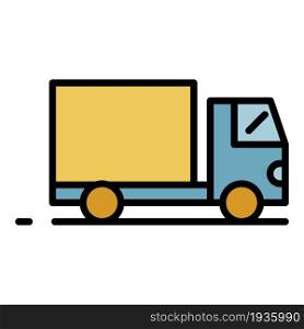 Export cargo truck icon. Outline export cargo truck vector icon color flat isolated. Export cargo truck icon color outline vector