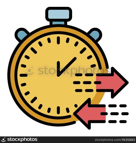 Export time icon. Outline export time vector icon color flat isolated. Export time icon color outline vector