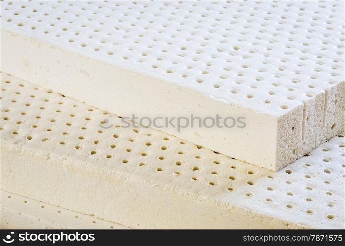 exposed layers of natural latex from an organic mattress