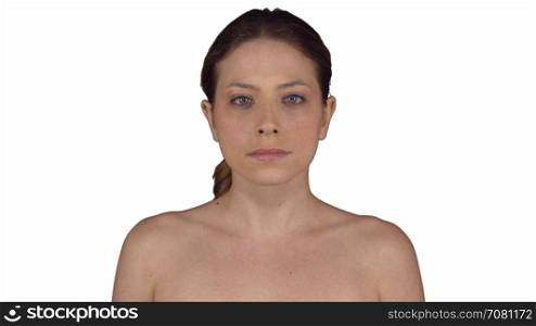 Expressionless natural female (White Background)