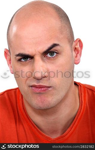 Expressive bald man